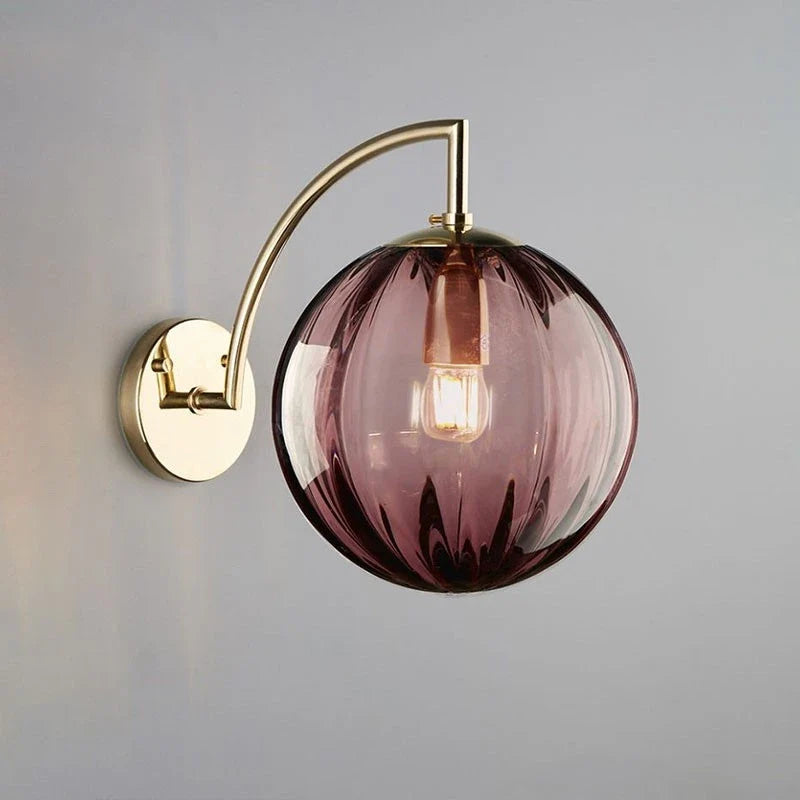 Modern Glass Ball Wall Lamp | Brass &amp; Tinted Glass Design
