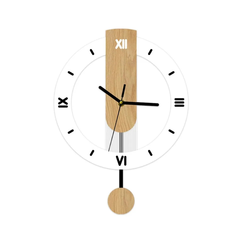 Minimalist Pendulum Wall Clock | Modern Acrylic &amp; Wood Design