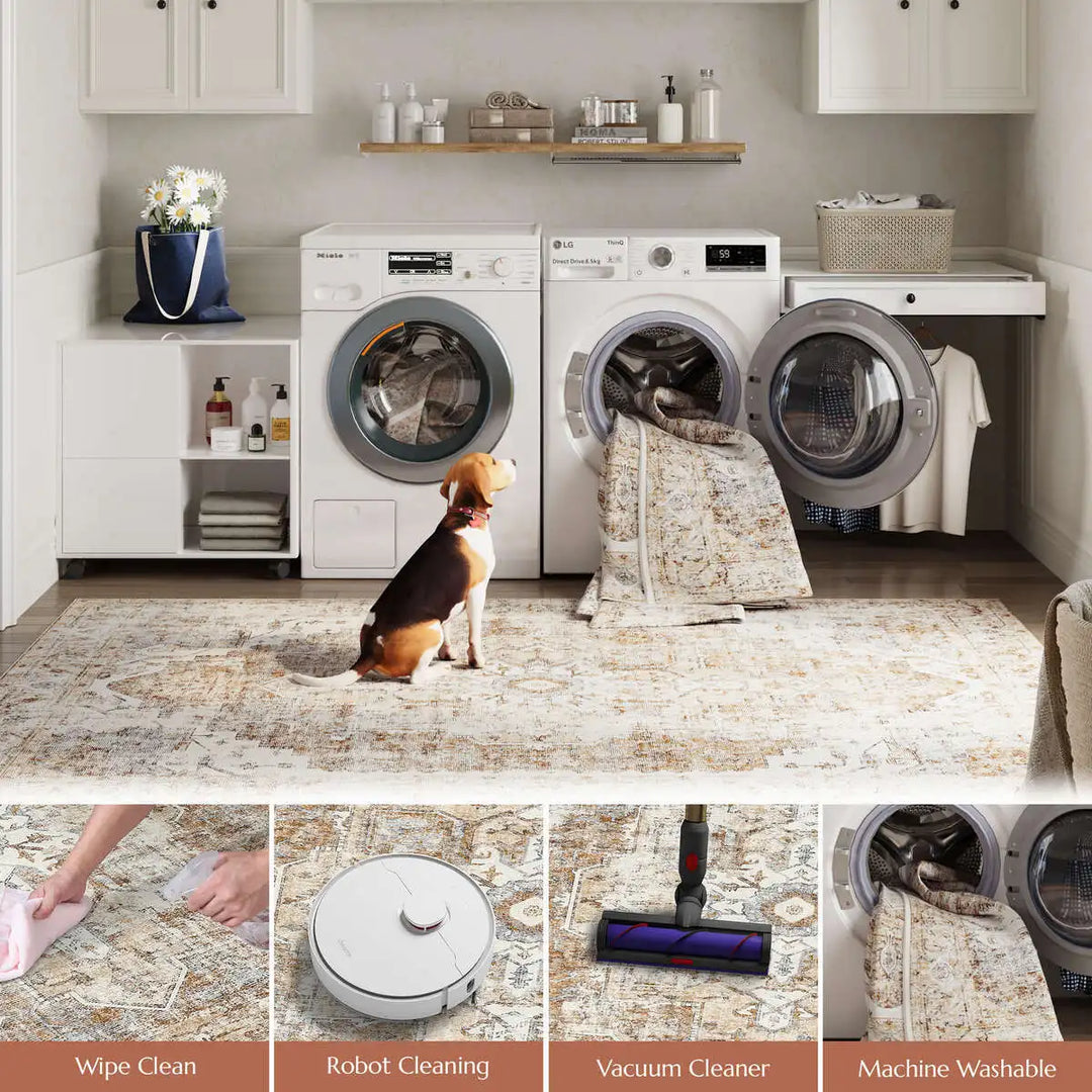 Heritage Medallion Rug | Foldable Non-Slip Oriental Style Carpet
