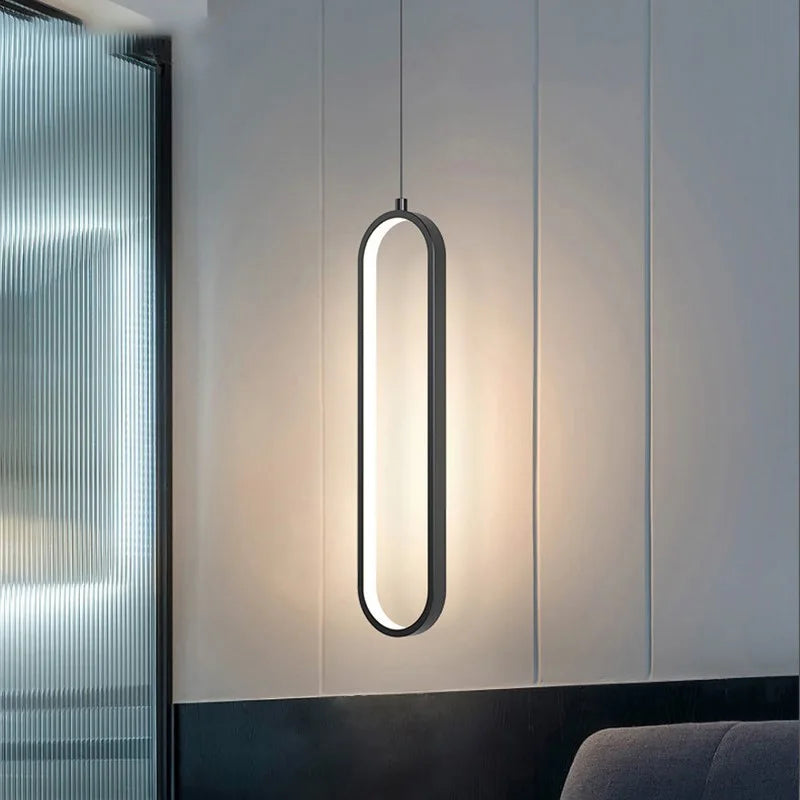 Modern Minimalist LED Pendant Light | Gold &amp; Black Hanging Lamp for Bedroom, Dining &amp; Living Spaces