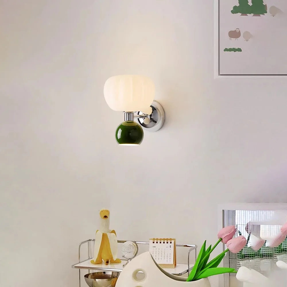 Nordic Pumpkin Wall Lamp | Modern Glass &amp; Metal Sconce