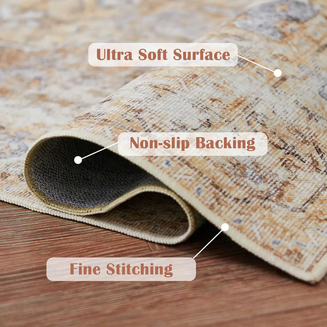 Heritage Medallion Rug | Foldable Non-Slip Oriental Style Carpet