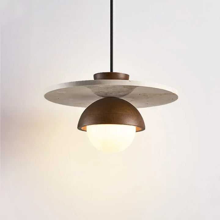 Denmark Pendant Light | Walnut &amp; Stone LED Chandelier