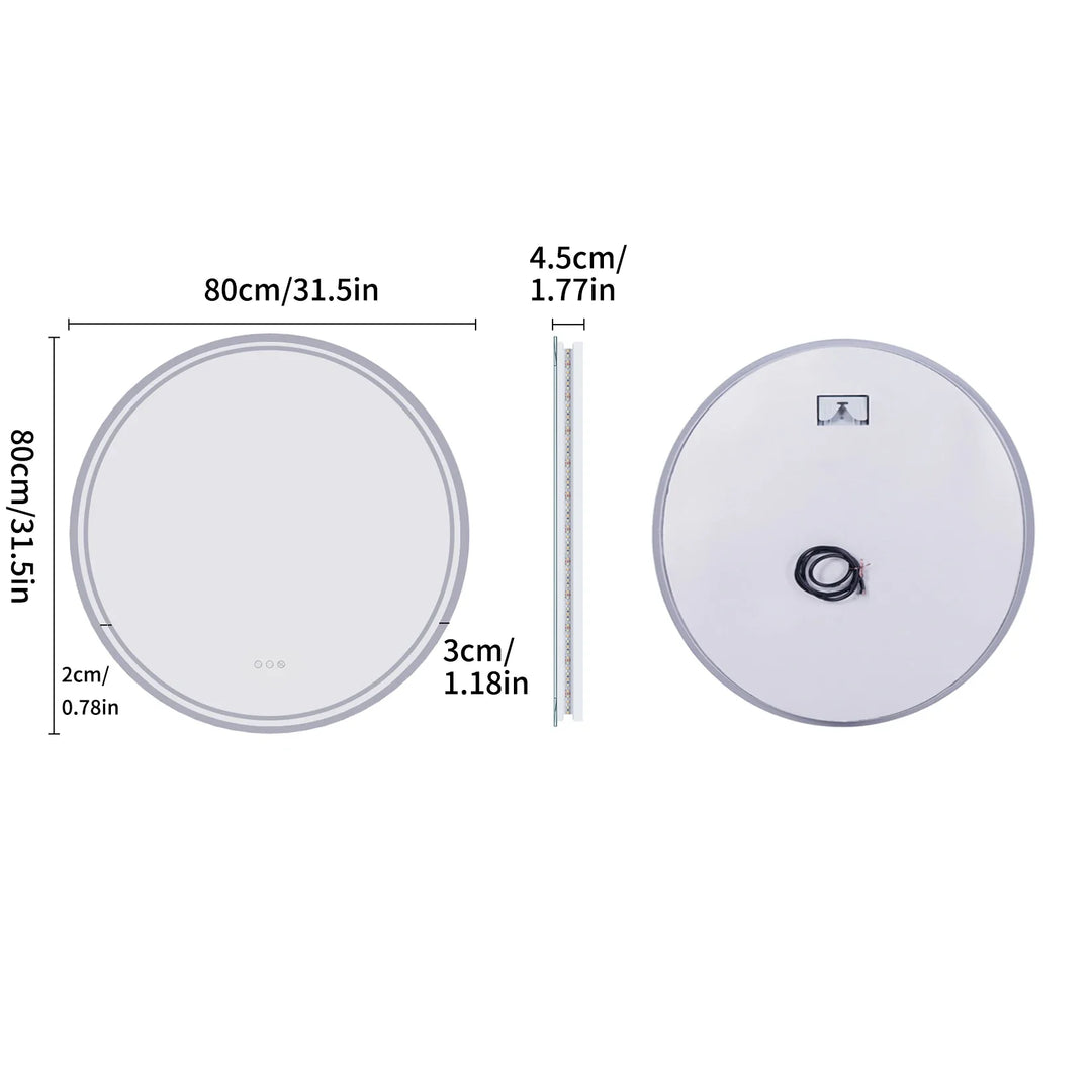 LuvoRound | Round LED Bathroom Mirror | Anti-Fog &amp; Dimmable Touch Screen