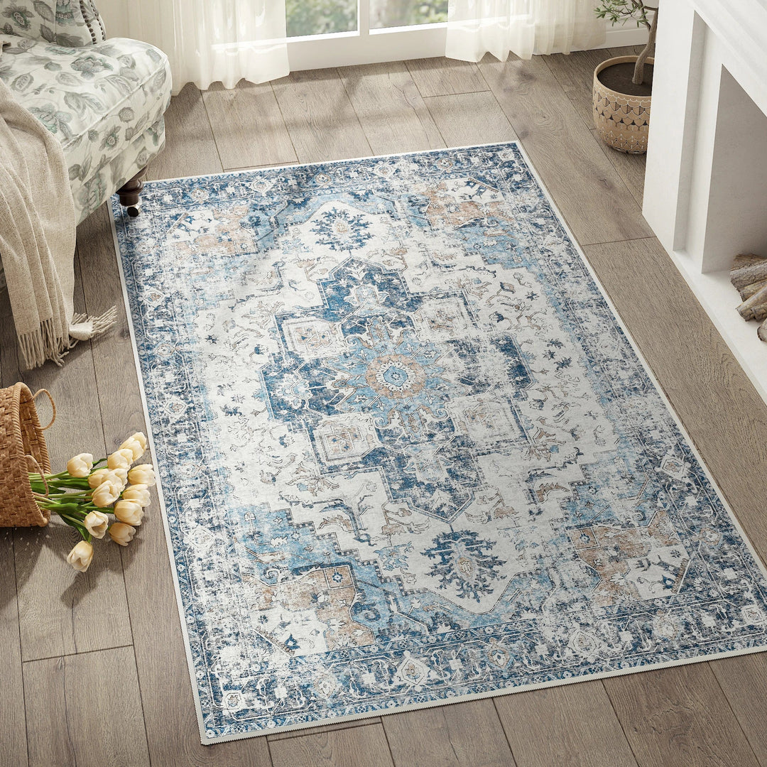 Heritage Medallion Rug | Foldable Non-Slip Oriental Style Carpet