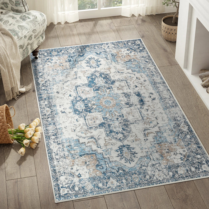 Heritage Medallion Rug | Foldable Non-Slip Oriental Style Carpet