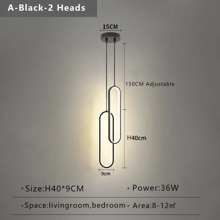 Modern Minimalist LED Pendant Light | Gold &amp; Black Hanging Lamp for Bedroom, Dining &amp; Living Spaces