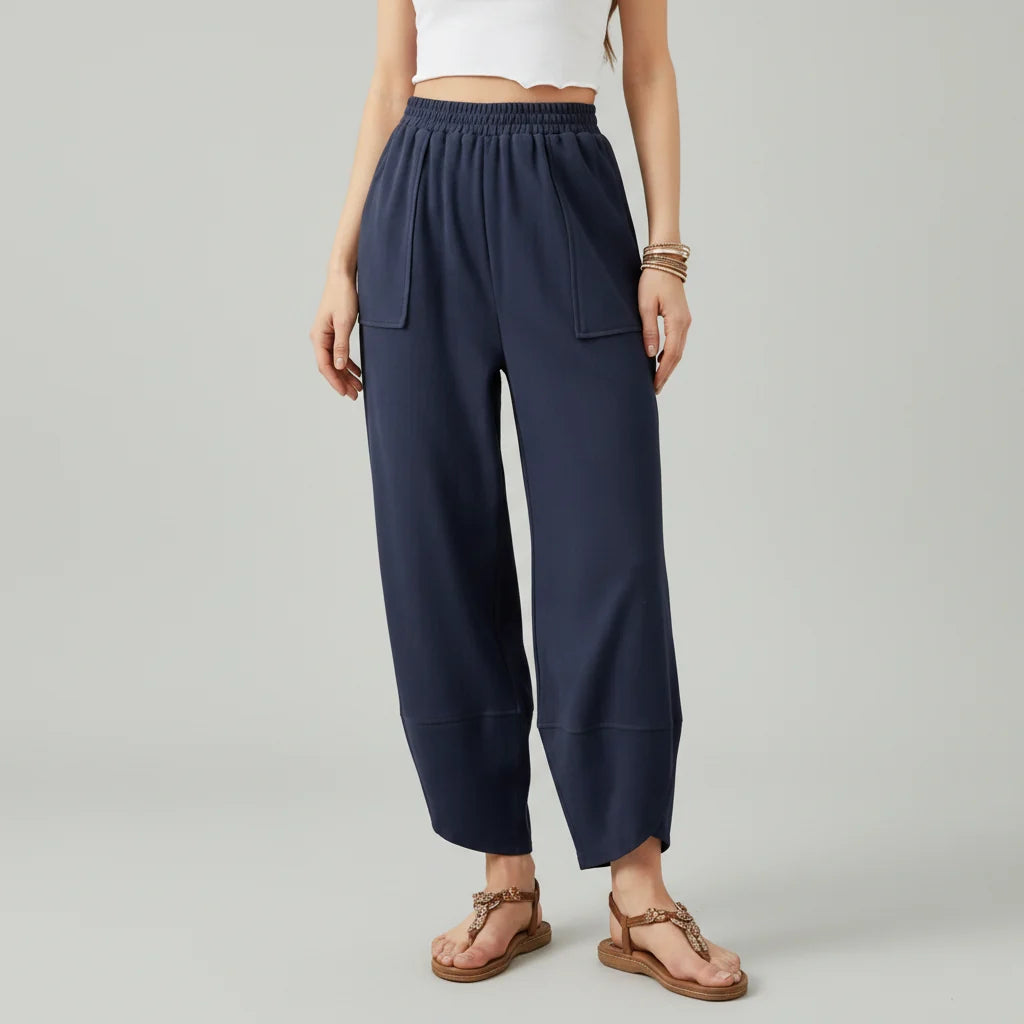 Women Trousers Casual Loose Fit Straight Leg Lightweight Summer Trousers