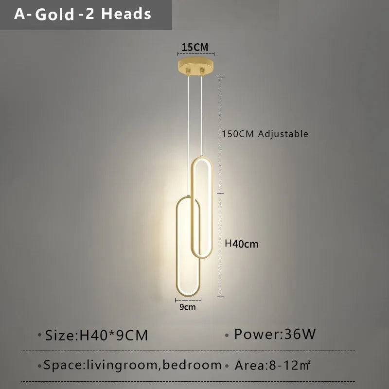 Modern Minimalist LED Pendant Light | Gold &amp; Black Hanging Lamp for Bedroom, Dining &amp; Living Spaces