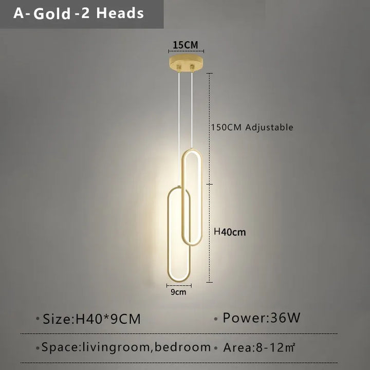 Modern Minimalist LED Pendant Light | Gold &amp; Black Hanging Lamp for Bedroom, Dining &amp; Living Spaces