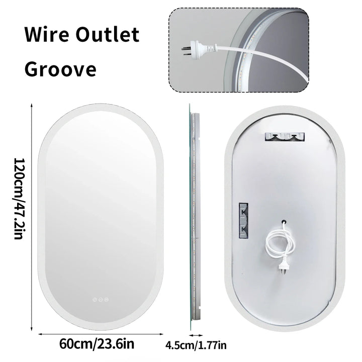 LumoOval | Oval LED Bathroom Mirror | Anti-Fog &amp; Dimmable Backlit Design