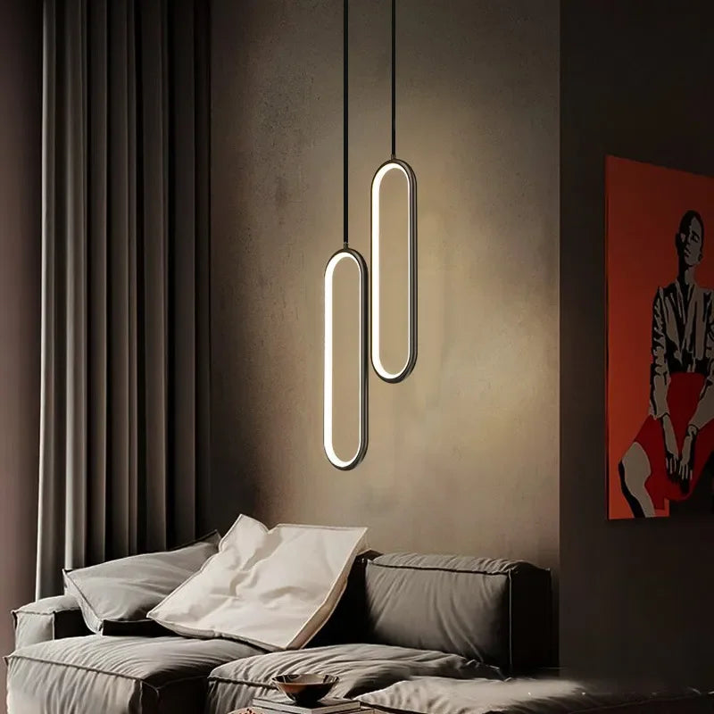 Modern Minimalist LED Pendant Light | Gold &amp; Black Hanging Lamp for Bedroom, Dining &amp; Living Spaces