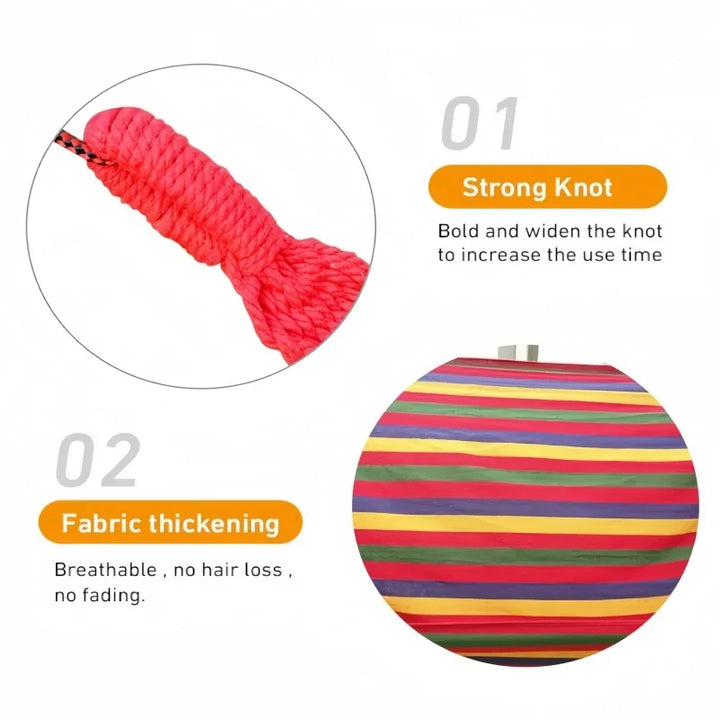 Canvas Hammock | Striped Double Swing Bed – Indoor &amp; Outdoor Camping Hammock