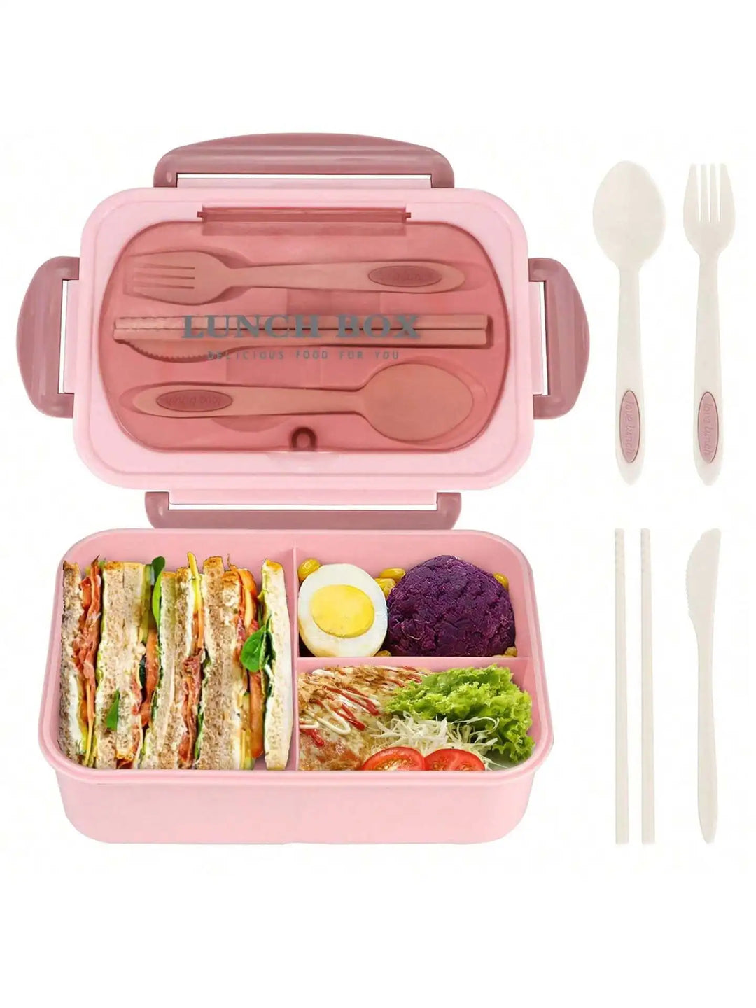 MealMate | Bento Lunch Box with Utensils | 4 Compartments &amp; Leak-Proof Design
