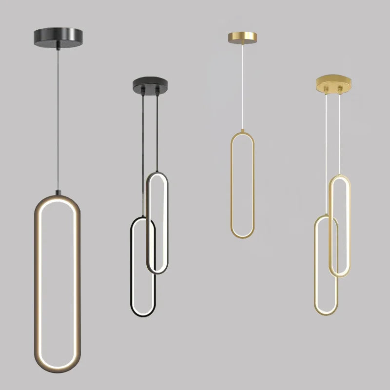 Modern Minimalist LED Pendant Light | Gold &amp; Black Hanging Lamp for Bedroom, Dining &amp; Living Spaces
