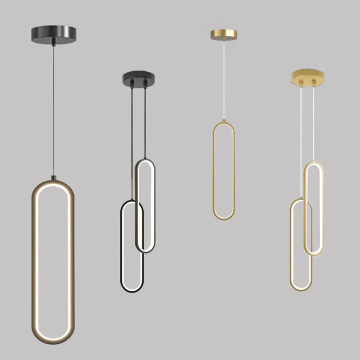 Modern Minimalist LED Pendant Light | Gold &amp; Black Hanging Lamp for Bedroom, Dining &amp; Living Spaces