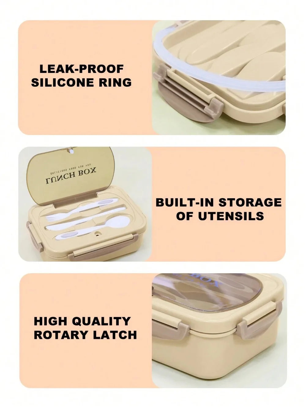 MealMate | Bento Lunch Box with Utensils | 4 Compartments &amp; Leak-Proof Design
