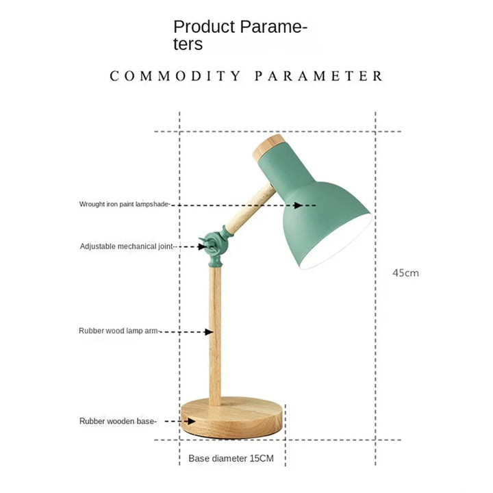 Nordic Wooden Desk Lamp | Adjustable Modern Table Light