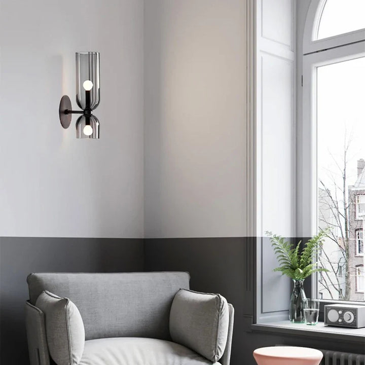 Nordic Glass Wall Lamp | Smoked Tube Design