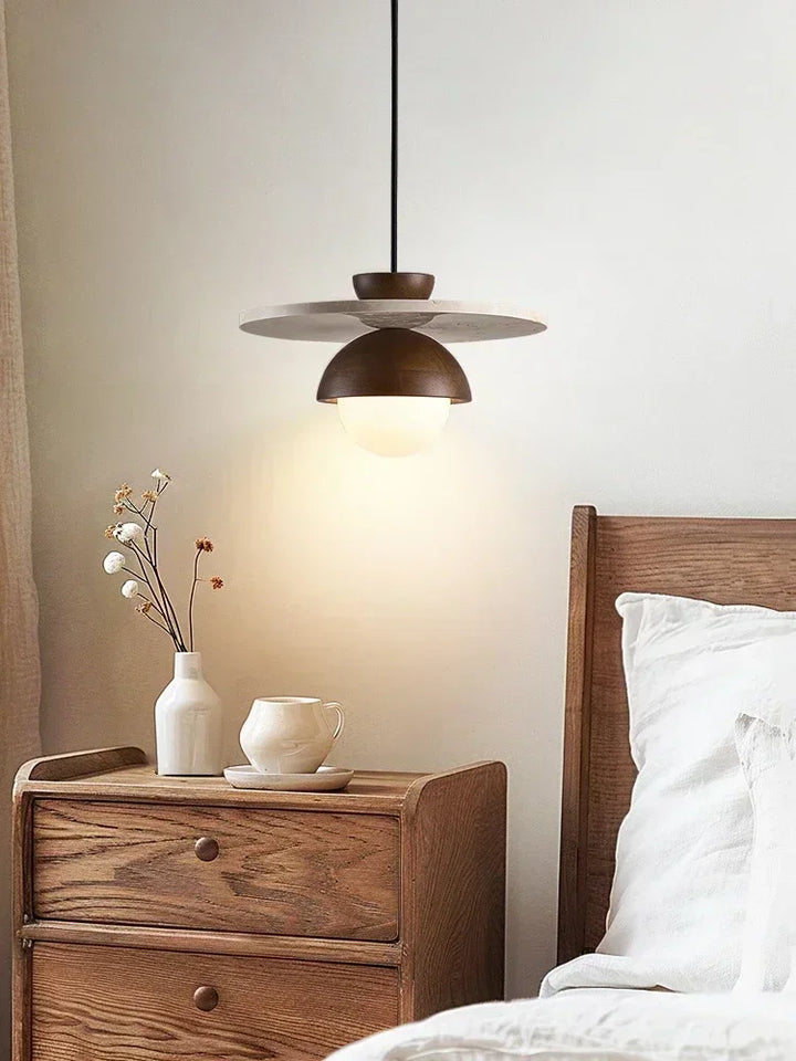 Denmark Pendant Light | Walnut &amp; Stone LED Chandelier