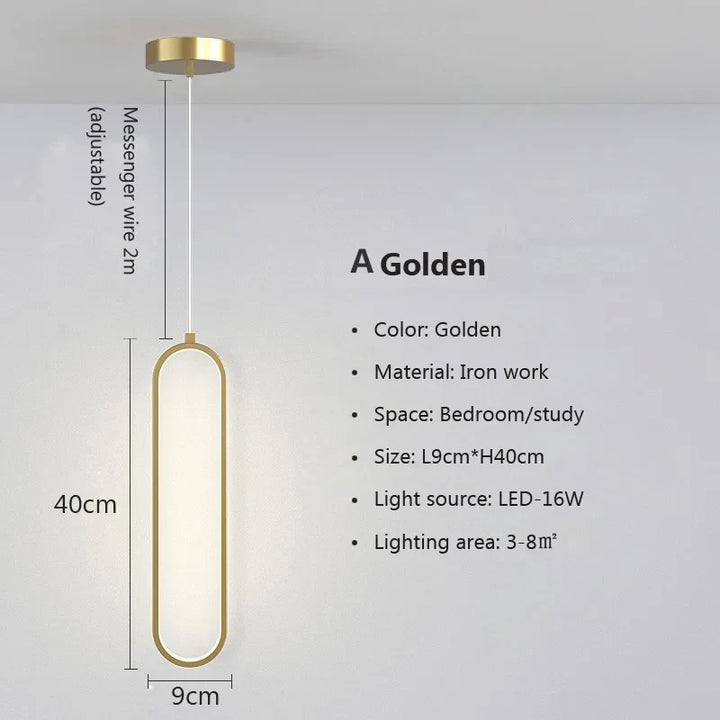 Modern Minimalist LED Pendant Light | Gold &amp; Black Hanging Lamp for Bedroom, Dining &amp; Living Spaces