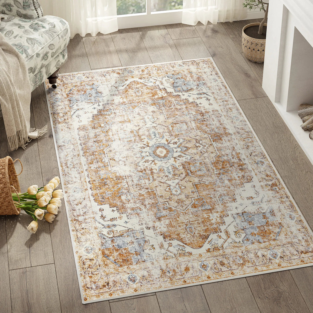 Heritage Medallion Rug | Foldable Non-Slip Oriental Style Carpet