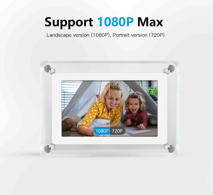 ClearFrame | Acrylic Digital Photo Frame | Portable IPS Display with Built-in Battery