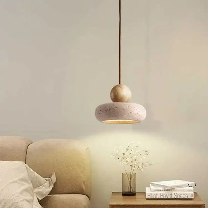 Natural Stone &amp; Wood Pendant Light | Vintage Minimalist Pendant