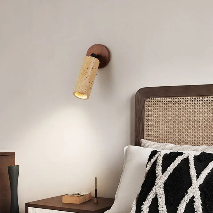 Huangdong Wall Lamp | Wabi-Sabi Travertine &amp; Wood Light
