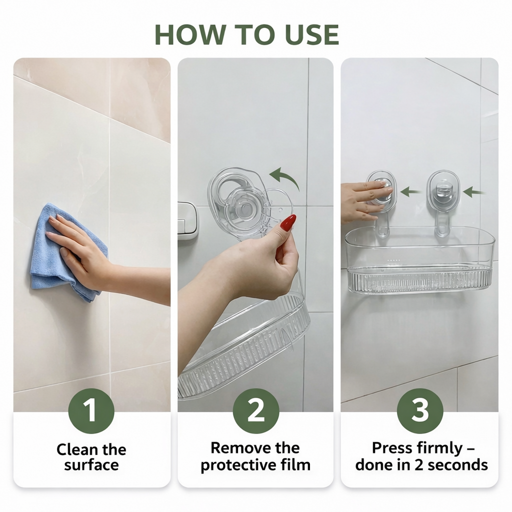 Wall Shelf Adhesive No Drill Kitchen Bathroom Storage Organizer