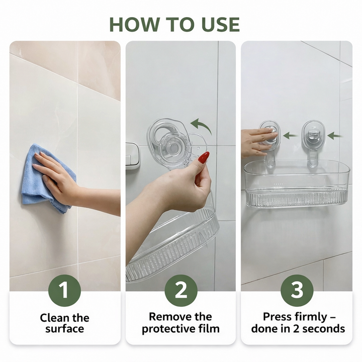 Wall Shelf Adhesive No Drill Kitchen Bathroom Storage Organizer
