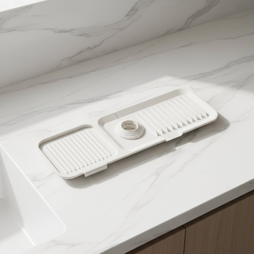 Sink Mat Silicone Faucet Drip Catcher Self Draining Design