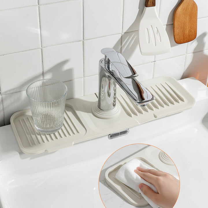 Sink Mat Silicone Faucet Drip Catcher Self Draining Design