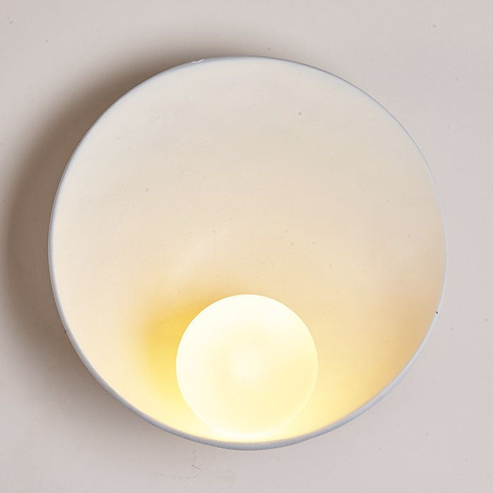 Modern Minimalist Round Wall Sconce | Resin &amp; Iron Accent Light