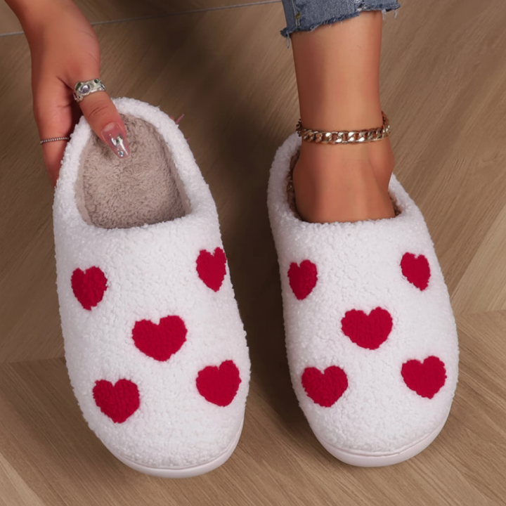 Slippers Womens Cozy Heart Print Memory Foam House Shoes