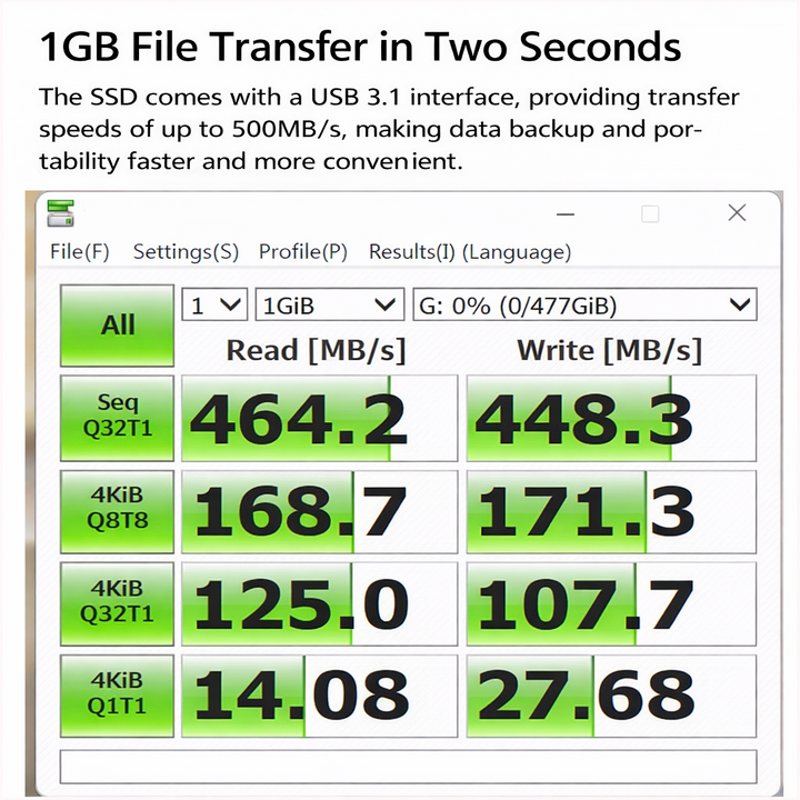 SSD External Drive Portable Storage Device Metal Enclosure
