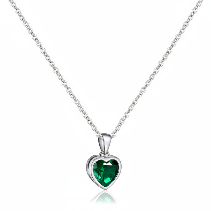 Silver Necklace Heart Pendant Sapphire Birthstone