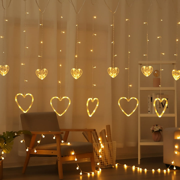 String Lights Heart Shaped Warm LED Window Decoration