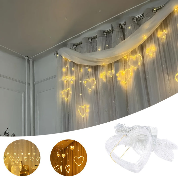 String Lights Heart Shaped Warm LED Window Decoration