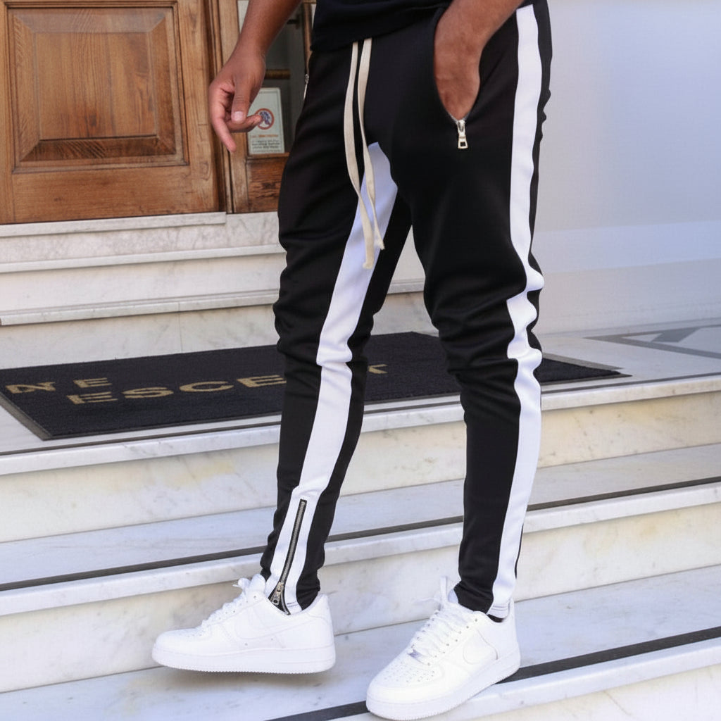 Joggers Men Slim Fit Side Stripe Athletic SweatTrousers