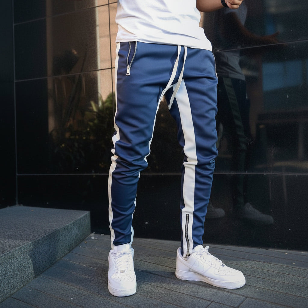 Joggers Men Slim Fit Side Stripe Athletic SweatTrousers