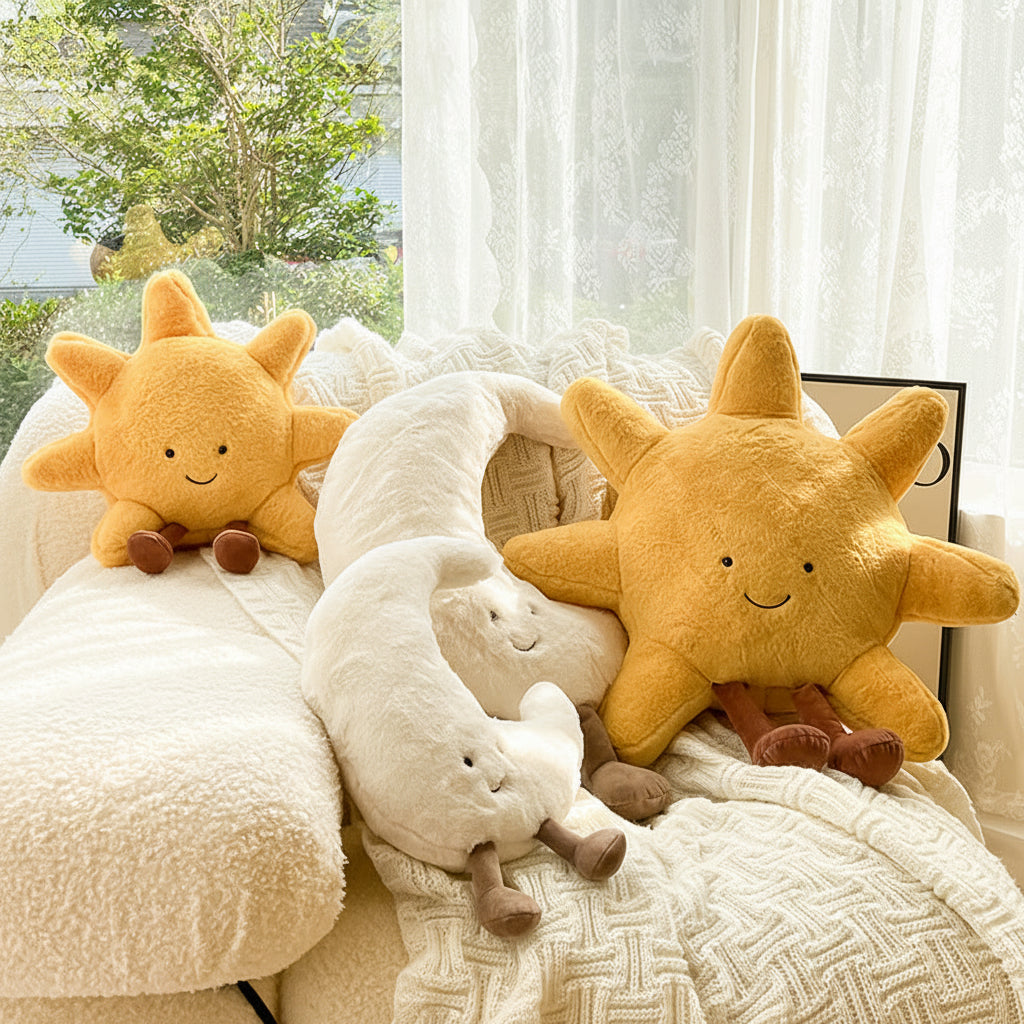 Throw Pillow Decorative Plush Sun Moon Velvet Cushion