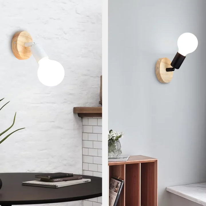 Vintage Retro Wall Lamp | Adjustable Wooden &amp; Metal Sconce