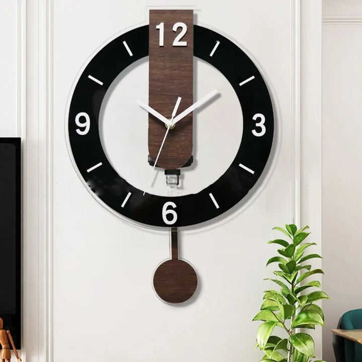 Minimalist Pendulum Wall Clock | Modern Acrylic &amp; Wood Design