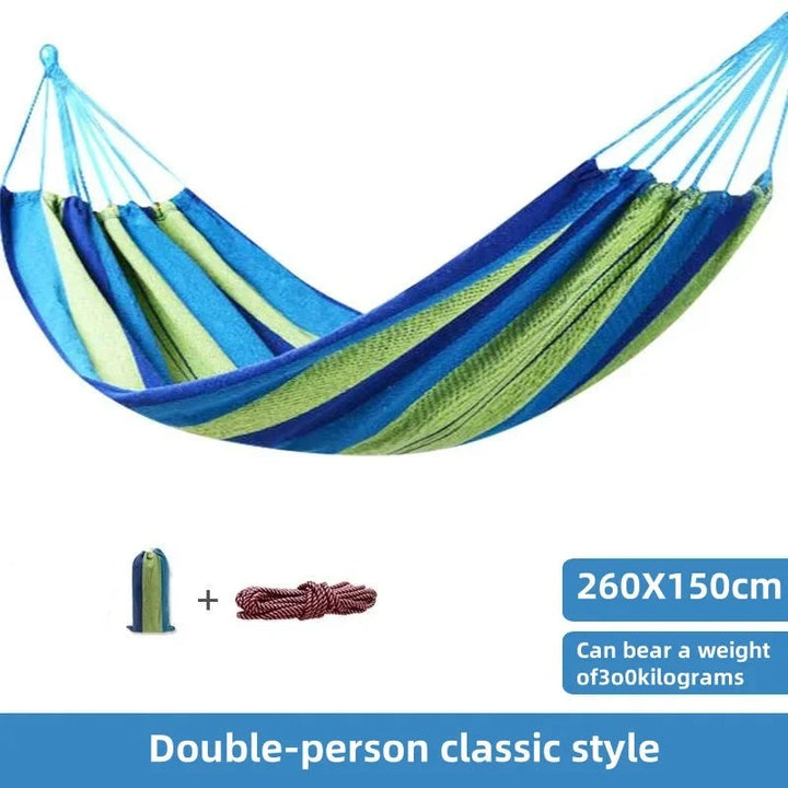 Canvas Hammock | Striped Double Swing Bed – Indoor &amp; Outdoor Camping Hammock