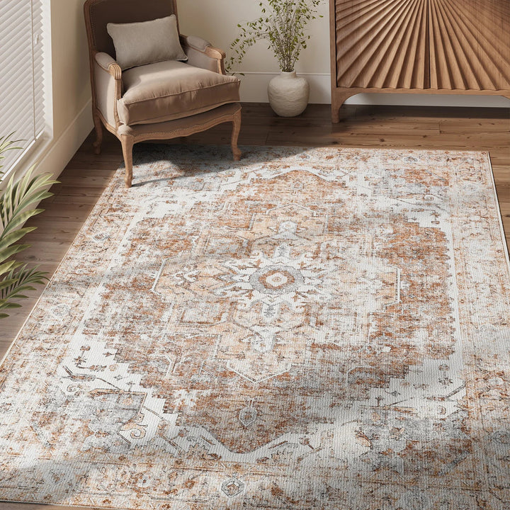 Heritage Medallion Rug | Foldable Non-Slip Oriental Style Carpet