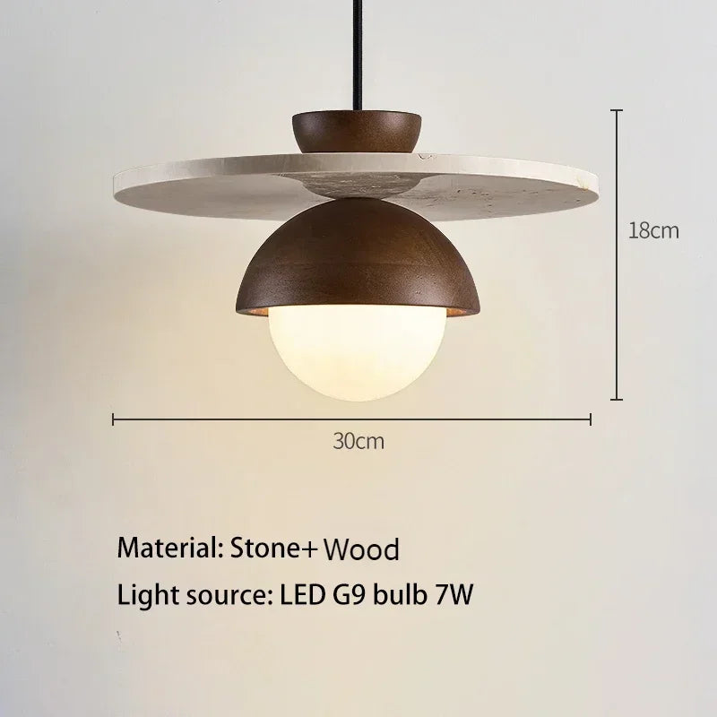 Denmark Pendant Light | Walnut &amp; Stone LED Chandelier