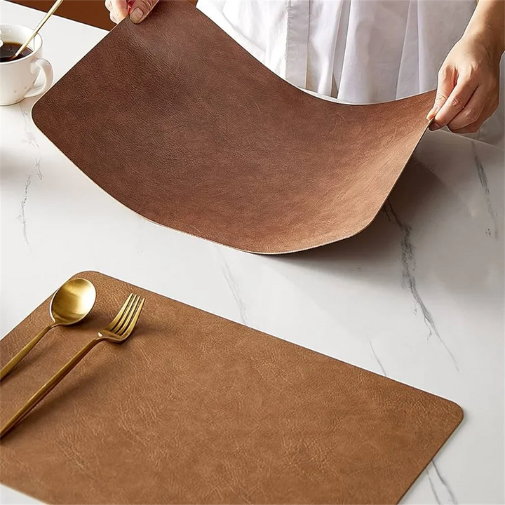 DuoMat | Double-Sided Faux Leather Placemats | Heat Resistant &amp; Waterproof