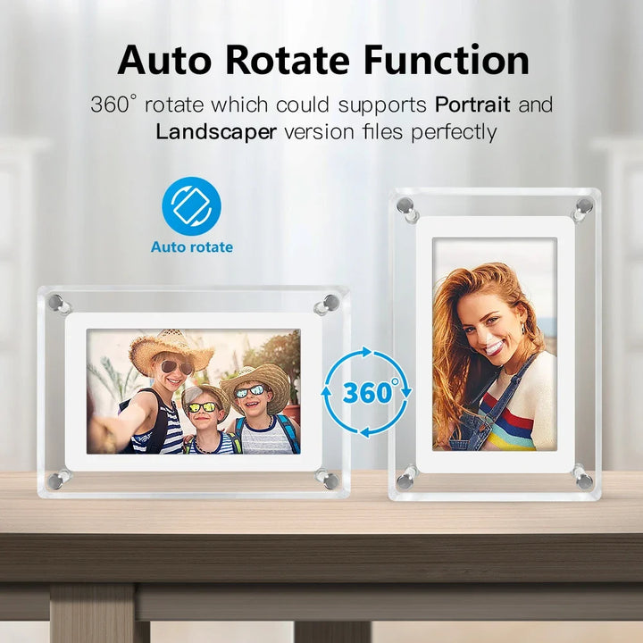 ClearFrame | Acrylic Digital Photo Frame | Portable IPS Display with Built-in Battery