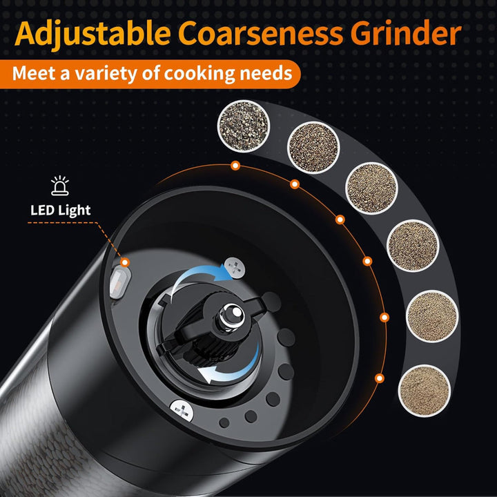Salt Pepper Grinder Electric Rechargeable LED Light
